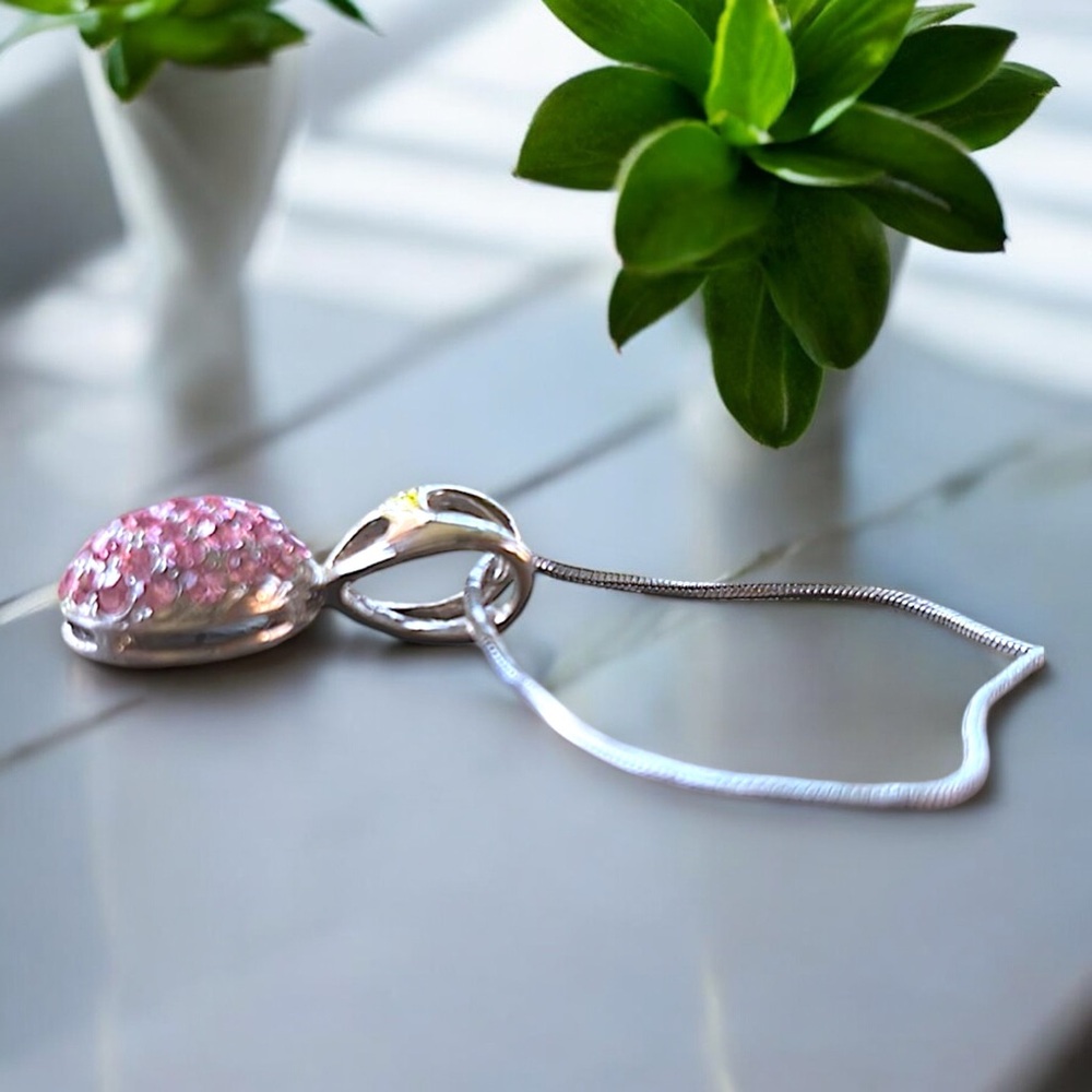 Pink Crystal Encrusted Ball Necklace - Picture 7 of 15